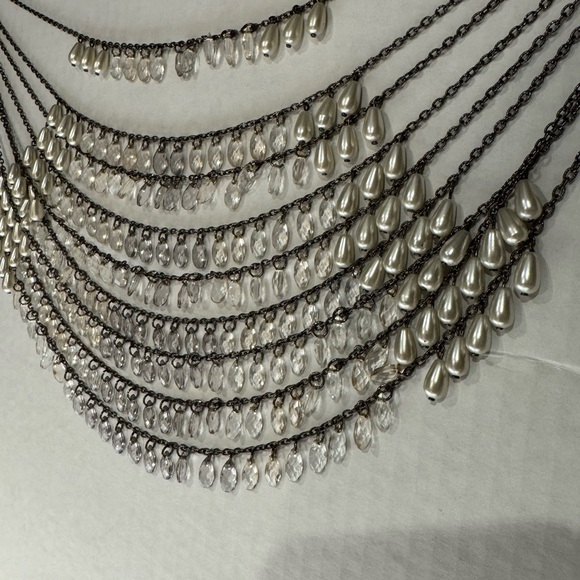 Breathtaking waterfall of silver + white droplet beads. Drapes beautifully. New! - Picture 4 of 6